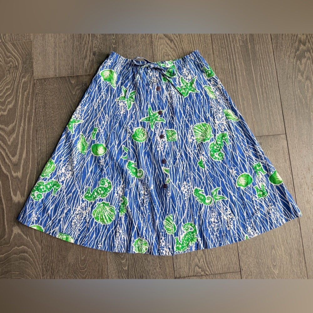 Hunter Sportswear Vintage Beachy Button Up Midi Skirt Size 8